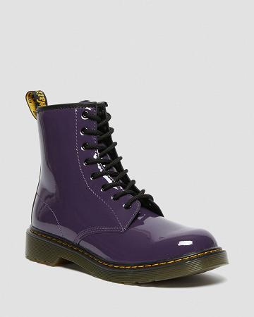 Kids' Dr Martens Youth 1460 Patent Leather Lace Up Boots Purple | AU 713WNB